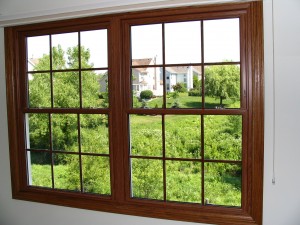 Provincial Oak Vinyl Double Hung Windows